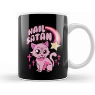 Baskı Dükkanı Hail Satan Cat Cute Rainbow Kitty Heavy Metal Pun Kupa