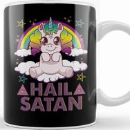 Baskı Dükkanı Hail Satan Unicorn Cute Rainbow Heavy Metal Pun Kupa