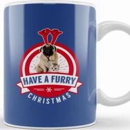 Baskı Dükkanı Have A Furry Christmas Pug And Cat Kupa