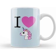 Baskı Dükkanı I Heart Unicorns Emoji Kupa