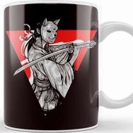 Baskı Dükkanı Japanese Art Samurai Skull Japan Ninja Shinobi Warrior Kendo-2 Kupa Bardak