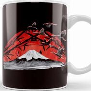 Baskı Dükkanı Japanese Art Volcano Stork Crane Japan Art Sakura Mountains Kupa Bardak