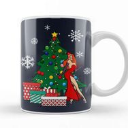 Baskı Dükkanı Jessica Rabbit Around The Christmas Tree Porselen Beyaz Kupa Bardak
