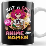 Baskı Dükkanı Just a Girl Who Loves Anime and Ramen Funny Foodie Kupa