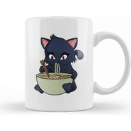 Baskı Dükkanı Kawaii Cat Ramen Anime Kitty Kupa