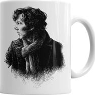Baskı Dükkanı KB1033 Sherlock Holmes Drawing Porselen Kupa Bardak