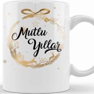 Baskı Dükkanı KB11318 Mutlu Yıllar Porselen Kupa Bardak
