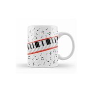 Baskı Dükkanı KB11516 Piano Piyano Müzik Notaları Porselen Kupa Bardak
