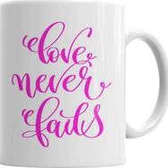 Baskı Dükkanı KB2579 Love Never Fails Porselen Kupa Bardak