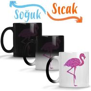 Baskı Dükkanı KB2907 Flamingo Pembe Yağmur Porselen Kupa Bardak