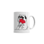 Baskı Dükkanı KB3279 Sevimli Aşk Pug Köpek Porselen Kupa Bardak