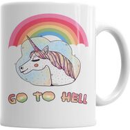 Baskı Dükkanı KB3353 Unicornio Go To Hell Porselen Kupa Bardak
