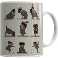 Baskı Dükkanı KB4161 Rottweiler Yoga Rotfaydır Pug Köpek Yoga Porselen Kupa Bardak