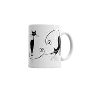 Baskı Dükkanı KB607 Kara Kediler Kedi Cat Porselen Kupa Bardak