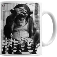 Baskı Dükkanı KB6432 Monkey Chess Maymun Santranç Porselen Kupa Bardak