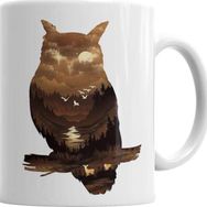 Baskı Dükkanı KB6541 Owl Sunset Baykuş Porselen Kupa Bardak