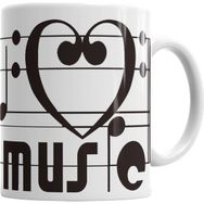 Baskı Dükkanı KB668 I Love Müzic Müziği Seviyorum Müzik Kupa Bardak