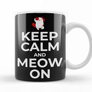 Baskı Dükkanı KB8601 Kedi Cats Keep Calm And Meow On Porselen Kupa Bardak