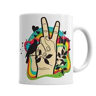 Baskı Dükkanı KB954 Peace Love Barış Işareti Porselen Kupa Bardak