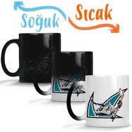 Baskı Dükkanı KB9745 Shark Hockey Team Logo Porselen Kupa Bardak