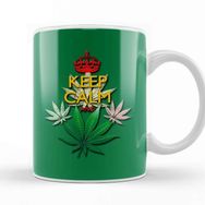 Baskı Dükkanı Keep Calm And Marijuana Leaf Porselen Beyaz Kupa Bardak