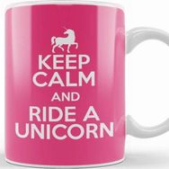 Baskı Dükkanı Keep Calm And Ride A Unicorn Porselen Beyaz Kupa Bardak