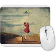 Baskı Dükkanı Kırmızı Şemsiyeli Kadın Mouse Pad