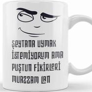 Baskı Dükkanı Komik Söz Şeytana Uymak Istemiyorum Kupa