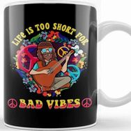 Baskı Dükkanı Life Is Too Short For Bad Vibes Guitar Hippie Kupa