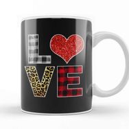 Baskı Dükkanı Love Leopard Buffalo Plaid Family Aniversary Matching Kupa