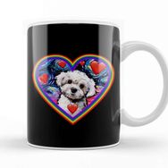 Baskı Dükkanı Maltipoo in a Rainbow Heart Kupa
