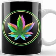Baskı Dükkanı Marijuana Weed Leaves Psychedelic Neon Colored Kupa