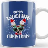 Baskı Dükkanı Merry Woofing Christmas Santa Glasses Dog Kupa