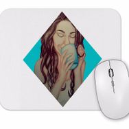 Baskı Dükkanı Mulher Bebendo Em Sua Xicara Azul Mouse Pad