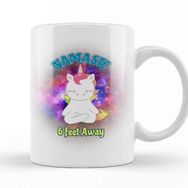 Baskı Dükkanı Namaste 6 Feet Away Unicorn Kupa