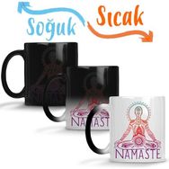 Baskı Dükkanı Namaste Yoga 02 Sihirli Porselen Kupa