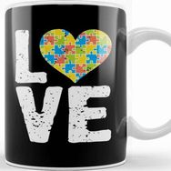 Baskı Dükkanı National Cute Autism Awareness Love Colorful Puzzle Heart Kupa