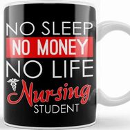 Baskı Dükkanı No Sleep No Money No Life Funny Nursing Student Rn Kupa