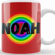 Baskı Dükkanı Noah Name Custom Vintage Retro Rainbow Style Design Gift Baby Gift For Him Kupa