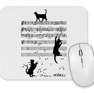 Baskı Dükkanı Notalar Müzik Cat Kedi Komik Mouse Pad