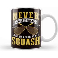 Baskı Dükkanı Old Man Squash Player Indoor Tennis Court Ball Sports Match Kupa