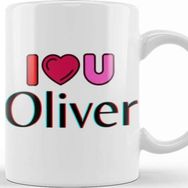 Baskı Dükkanı Oliver Name Custom Design Gift Baby Gift For Him Kupa