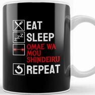Baskı Dükkanı Omae Wa Mou Shindeiru Eat Sleep Anime Repeat Meme Kupa