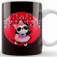 Baskı Dükkanı Panda Japan Flag Sakura Cherry Blossom Tree Japanese Art Kupa