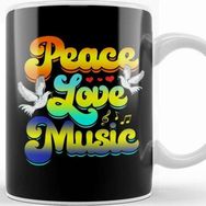 Baskı Dükkanı Peace Love Music Rave Festival Musical Hippie Kupa