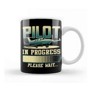 Baskı Dükkanı Pilot in Progress Please Wait Airplane Pilot Kupa