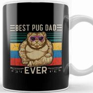 Baskı Dükkanı Porselen Beyaz Best Pug Dad Ever Köpek 01 Kupa Bardak