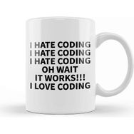 Baskı Dükkanı Programmer Coding Hate Love Humor Gift Kupa