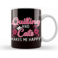 Baskı Dükkanı Quilling Cats Make Happy Hobby Craftsman Crafting Kitten Art Kupa
