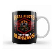 Baskı Dükkanı Real Pilots Don't Need Runways Helicopter Pilot Kupa Bardak